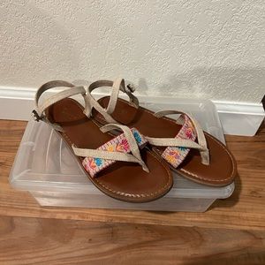 TOMS Tan Floral Sandals